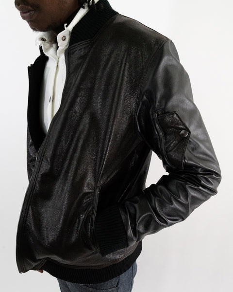 Two-Tone Crinkle Bomber Jacket / 2019